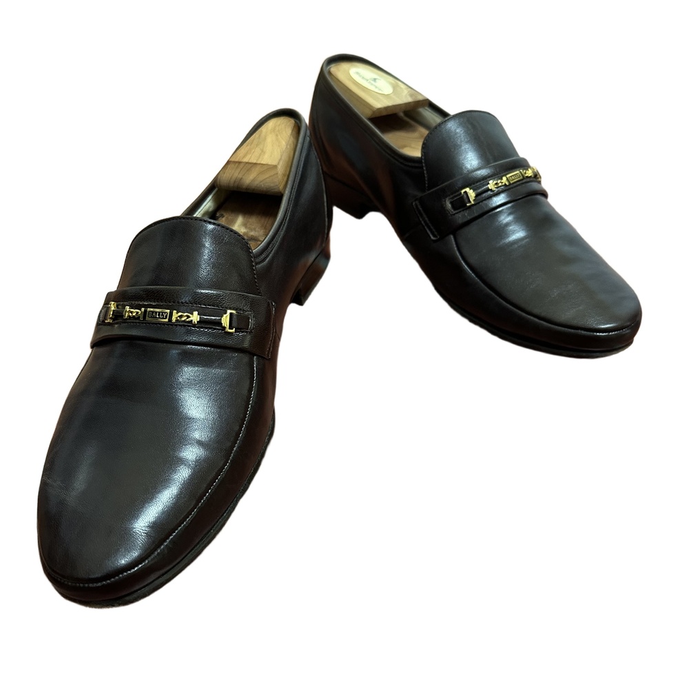 Bally Dark Brown Branded-Buckle Greyson Loafers Size 9